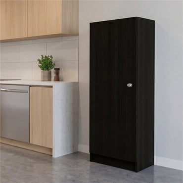 Tuhome Belleria Single Door Narrow Storage Cabinet and Pantry with 4 Interior Shelves, Slim Storage Unit for Kitchen, Bedroom, Office, or Living Room