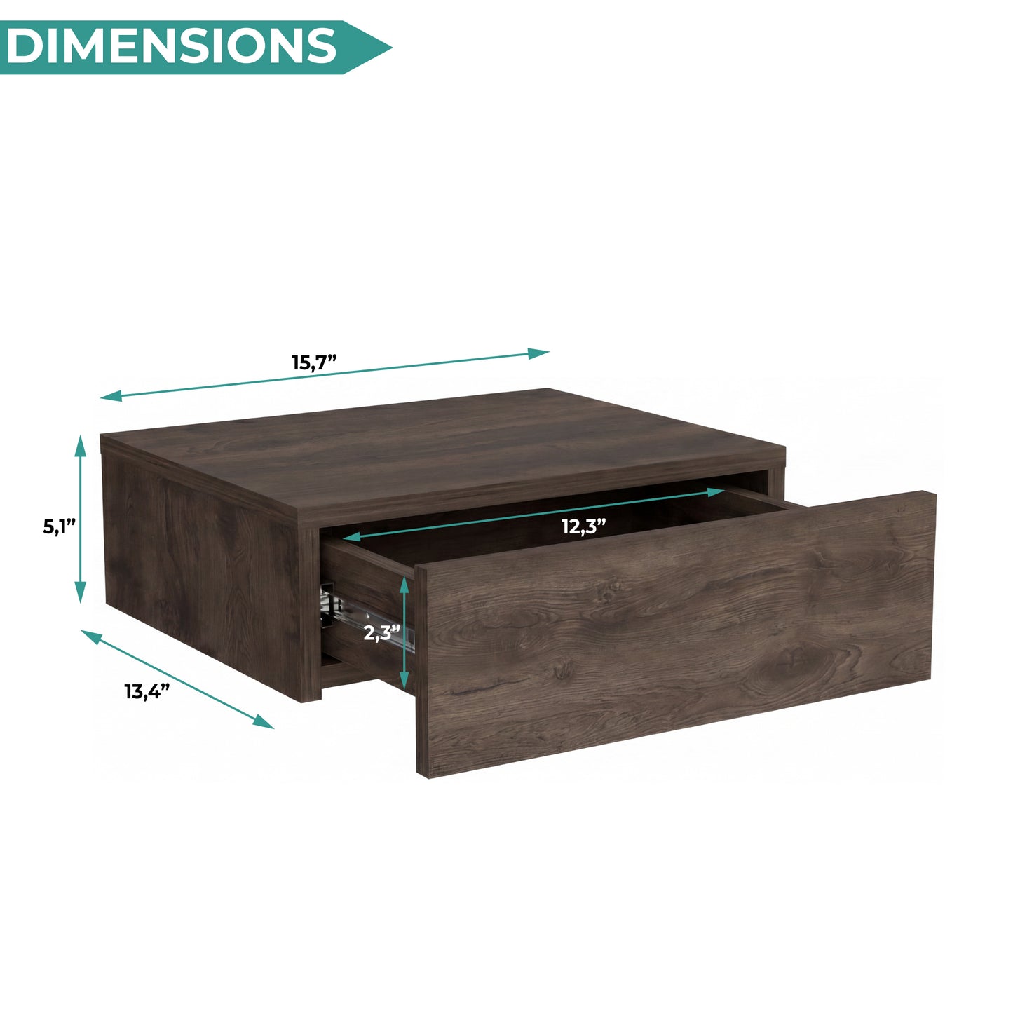 TUHOME Milano Floating Nightstand with Wall-Mounted Design, Spacious Storage Drawer and Upper Display Surface Offering Minimalist Space-Saving Organization and Durable Engineered Wood Construction for Modern Bedroom Interiors