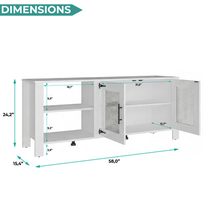 Freedom 65" TV Stand with 5 Open Shelves, 2 Doors, Modern Media Console for Living Room Entertainment Storage