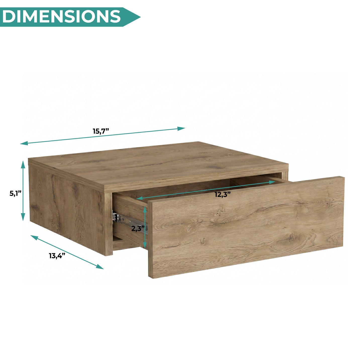 TUHOME Milano Floating Nightstand with Wall-Mounted Design, Spacious Storage Drawer and Upper Display Surface Offering Minimalist Space-Saving Organization and Durable Engineered Wood Construction for Modern Bedroom Interiors