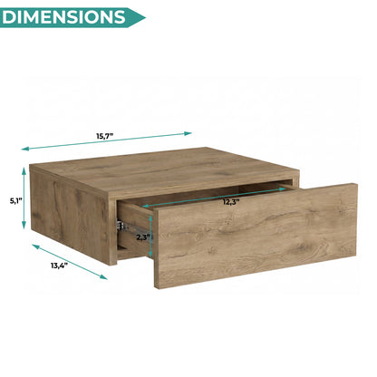 TUHOME Milano Floating Nightstand with Wall-Mounted Design, Spacious Storage Drawer and Upper Display Surface Offering Minimalist Space-Saving Organization and Durable Engineered Wood Construction for Modern Bedroom Interiors
