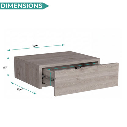 TUHOME Milano Floating Nightstand with Wall-Mounted Design, Spacious Storage Drawer and Upper Display Surface Offering Minimalist Space-Saving Organization and Durable Engineered Wood Construction for Modern Bedroom Interiors
