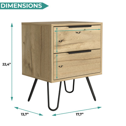 Tuhome Augusta 2 Nightstand with Two Spacious Drawers, Compact Bedroom Storage Cabinet, Modern Functional Bedside Table for Organizing Essentials, Durable Design for Small Spaces, Contemporary Nightstand Solution