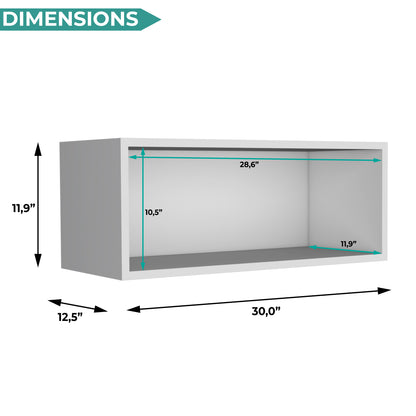 TUHOME Wally 30-Inch Wide Open Wall Cabinet, Cube Wall Shelf for Bedroom, Office, Living Room or Garage, Modern Mounted Storage Cabinet with 12-Inch Height, Deep Display Shelf for Decor and Everyday Organization