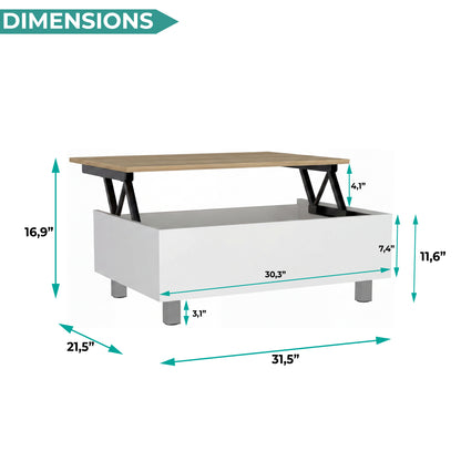 Tuhome Gambia Modern Lift-Top Coffee Table with Hidden Storage, Multi-Function Center Table, Ideal for Living Room, Stylish and Functional Design