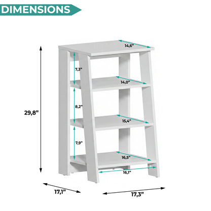 TUHOME Bathbi 30-Inch High Four-Tier Ladder Shelf Organizer, Compact Corner Storage Rack for Bathroom Towels, Living Room Décor or Side Table Use, Modern Space-Saving Display Unit with Open Shelves