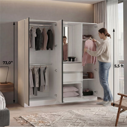 Kamelot Practical and Elegant Freestanding Armoire Wardrobe Double Door Design with Spacious Interior Featuring Hanging Rod and Interior Shelving for Comprehensive Bedroom Storage Solution