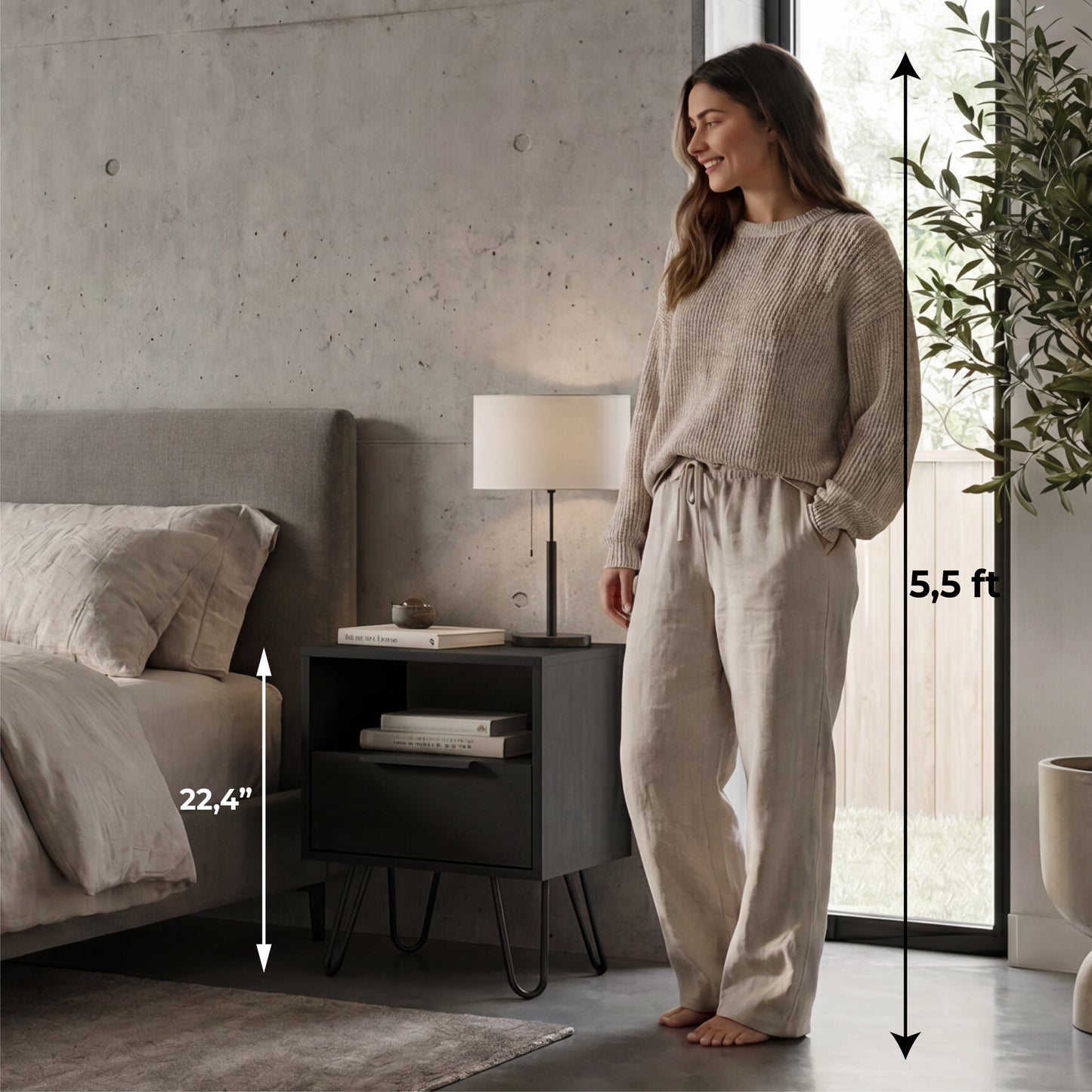 Tuhome Augusta Nightstand with Compact Modern Design, Spacious Storage Drawer and Open Shelf, Bedside Organization Solution for Small Bedrooms, Contemporary Functional Furniture to Enhance Comfort and Daily Use