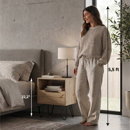 Tuhome Augusta Nightstand with Compact Modern Design, Spacious Storage Drawer and Open Shelf, Bedside Organization Solution for Small Bedrooms, Contemporary Functional Furniture to Enhance Comfort and Daily Use