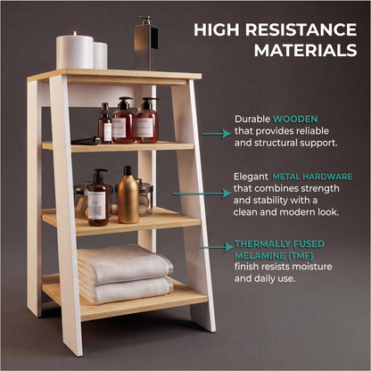 Tuhome St. Lucia Linen Cabinet with Single Door, Two Interior Shelves, Two Open Shelves, Tall Slim Storage Organizer for Towels, Toiletries, and Home Essentials, Modern Space-Saving Cabinet