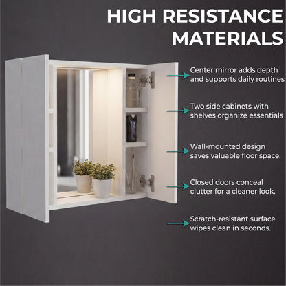 Tuhome Artemisa Medicine Cabinet with Integrated Mirror, Six Interior Storage Shelves, Secure Double-Door Design, Space-Saving Wall Cabinet for Organized Bathrooms and Daily Essentials.