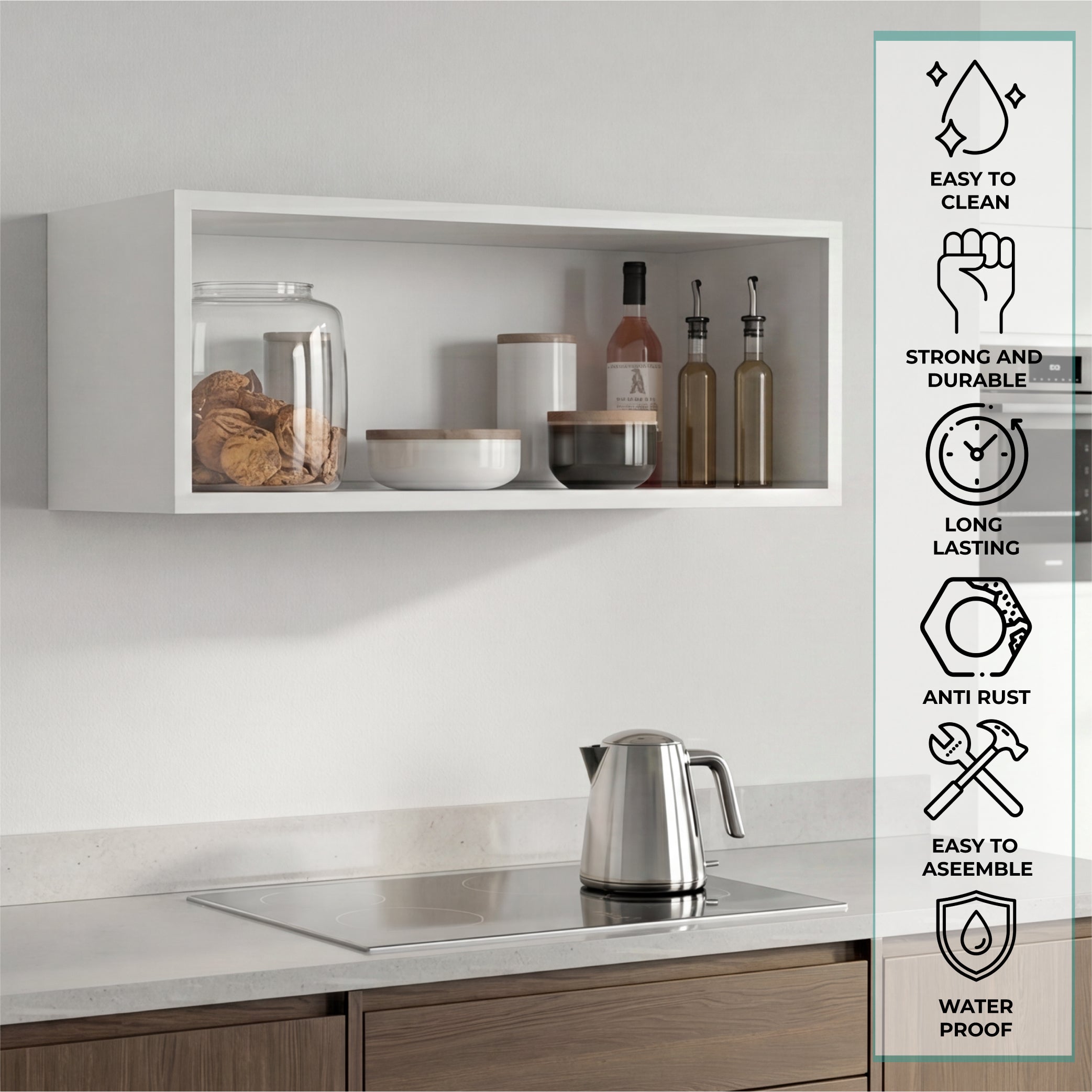 TUHOME Wally 30-Inch Wide Open Wall Cabinet, Cube Wall Shelf for