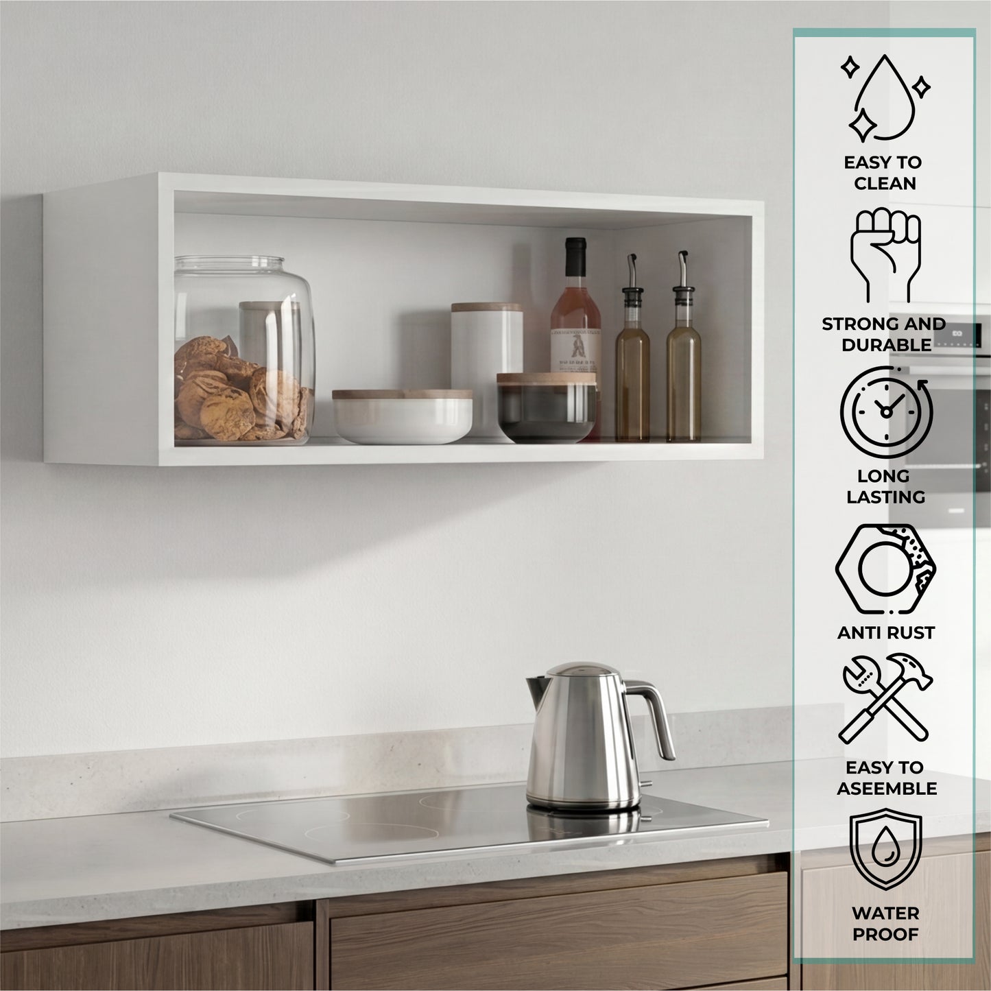 TUHOME Wally 30-Inch Wide Open Wall Cabinet, Cube Wall Shelf for Bedroom, Office, Living Room or Garage, Modern Mounted Storage Cabinet with 12-Inch Height, Deep Display Shelf for Decor and Everyday Organization