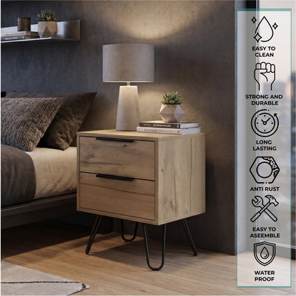 Tuhome Augusta 2 Nightstand with Two Spacious Drawers, Compact Bedroom Storage Cabinet, Modern Functional Bedside Table for Organizing Essentials, Durable Design for Small Spaces, Contemporary Nightstand Solution
