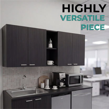 Tuhome Portofino 150 Wall Cabinet with Double Doors, Two External Shelves, Two Interior Shelves, Built-in Dish Rack