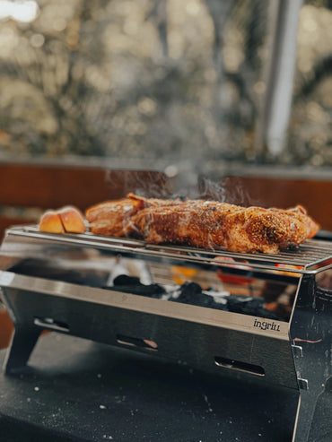 INGRILL Portable Charcoal Grill – Compact Stainless Steel Picnic BBQ, Foldable & Lightweight with Carrying Case for Camping, Tailgating & Outdoor Cooking