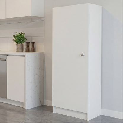 Tuhome Belleria Single Door Narrow Storage Cabinet and Pantry with 4 Interior Shelves, Slim Storage Unit for Kitchen, Bedroom, Office, or Living Room