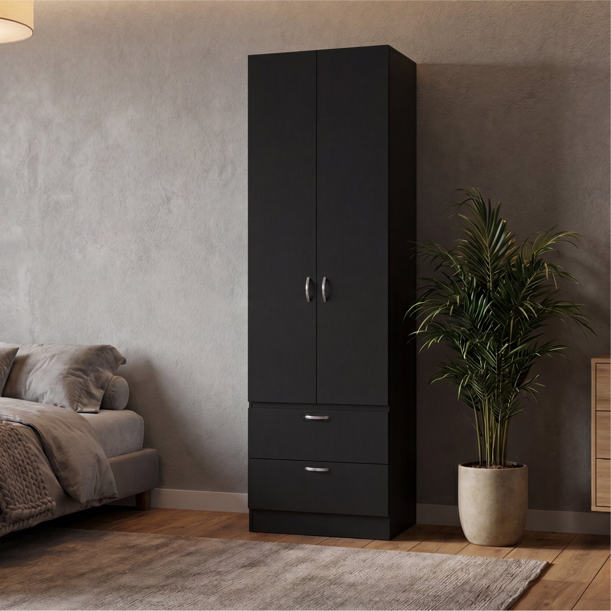 black armoire dresser winiowa Metal Wardrobe Closet with 2 Mirror Doors, 71" Wardrobe Cabinet with Adjustable Shelves and Hanging Rod, Clothing Storage Cabinet Closet with Mirror for Bedroom-Black : Home & Kitchen 2 large bottom drawers Sophshelter Black Armoire Wardrobe Closet: