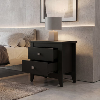 Tuhome Amara 24" Tall Nightstand with 2 Spacious Drawers, Wide Superior Top for Décor Display, Elegant Metal Handles, Classic–Modern Bedroom Storage Solution Offering Style, Functionality and Daily Organization