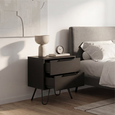 Tuhome Augusta 2 Nightstand with Two Spacious Drawers, Compact Bedroom Storage Cabinet, Modern Functional Bedside Table for Organizing Essentials, Durable Design for Small Spaces, Contemporary Nightstand Solution
