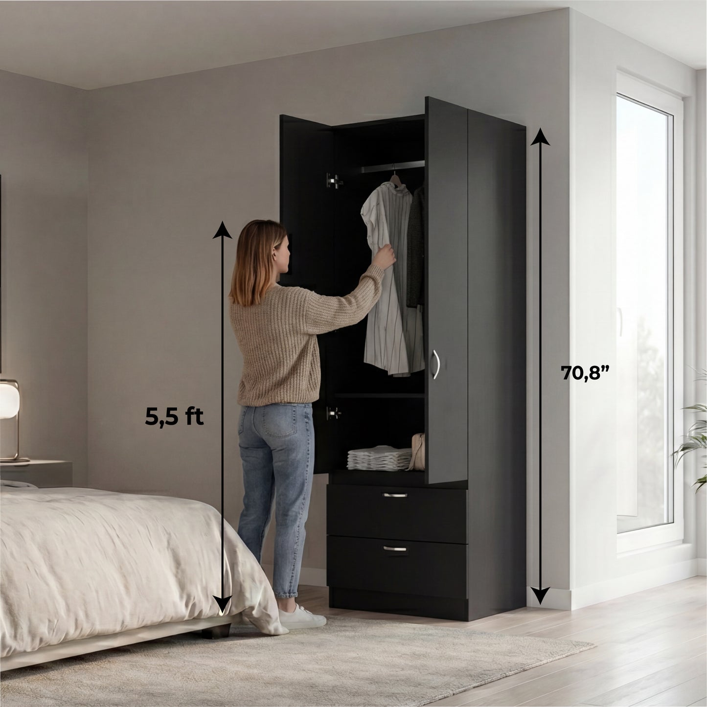 Vicco Armoire Black MDF