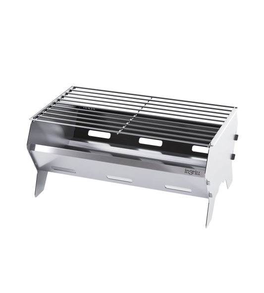 INGRILL Portable Charcoal Grill – Compact Stainless Steel Picnic BBQ, Foldable & Lightweight with Carrying Case for Camping, Tailgating & Outdoor Cooking