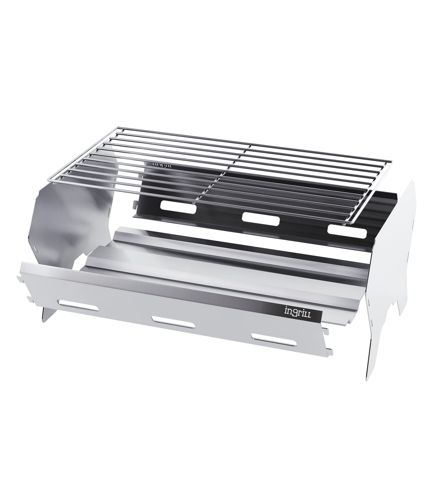 INGRILL Portable Charcoal Grill – Compact Stainless Steel Picnic BBQ, Foldable & Lightweight with Carrying Case for Camping, Tailgating & Outdoor Cooking