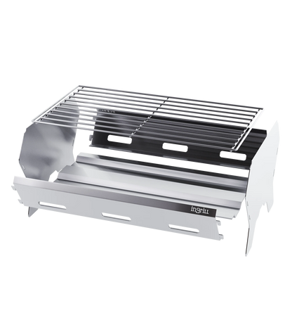 INGRILL Portable Charcoal Grill – Compact Stainless Steel Picnic BBQ, Foldable & Lightweight with Carrying Case for Camping, Tailgating & Outdoor Cooking