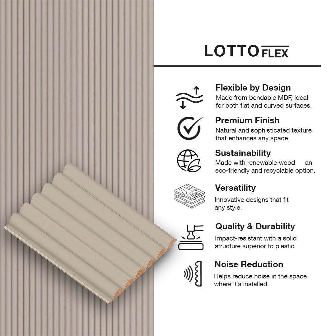 Flexible MDF Wall Panel - Textured Surface for Noise Reduction, Premium Finish, Honey Oak Color, 0.35" Depth, 8.09" Width, 108.27" Height, Easy Installation