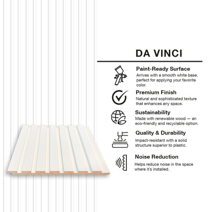 Flexible MDF Wall Panel - Textured Surface for Noise Reduction, Ready to Paint, White, 0.22" Depth, 7.79" Width, 108.27" Height, Easy Installation