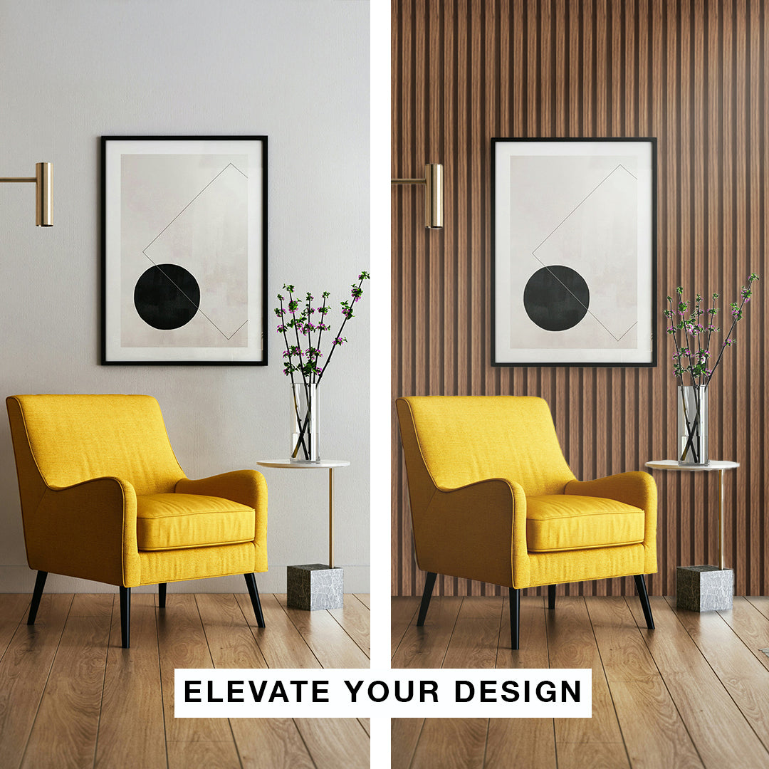 Modern MDF Wall Panel - Textured Surface for Noise Reduction, Honey Oak Finish, 0.71" Depth, 7.94" Width, 96.06" Height, Easy Installation