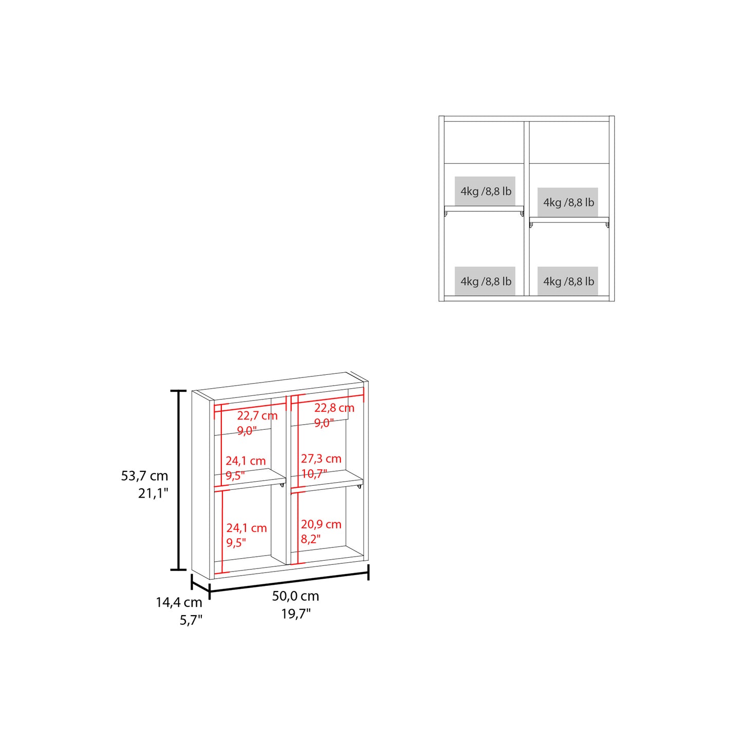 Duma 21.1" H x 19.7" W Mirror Medicine Cabinet, One door with Four interior Shelves for Bathroom, Kitchen