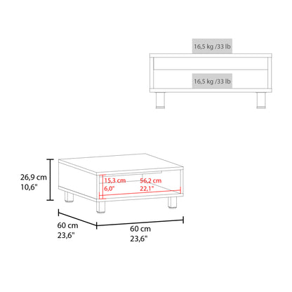 Eclipse 10" H Low Minimalistic Square Coffe Table with Open Storage