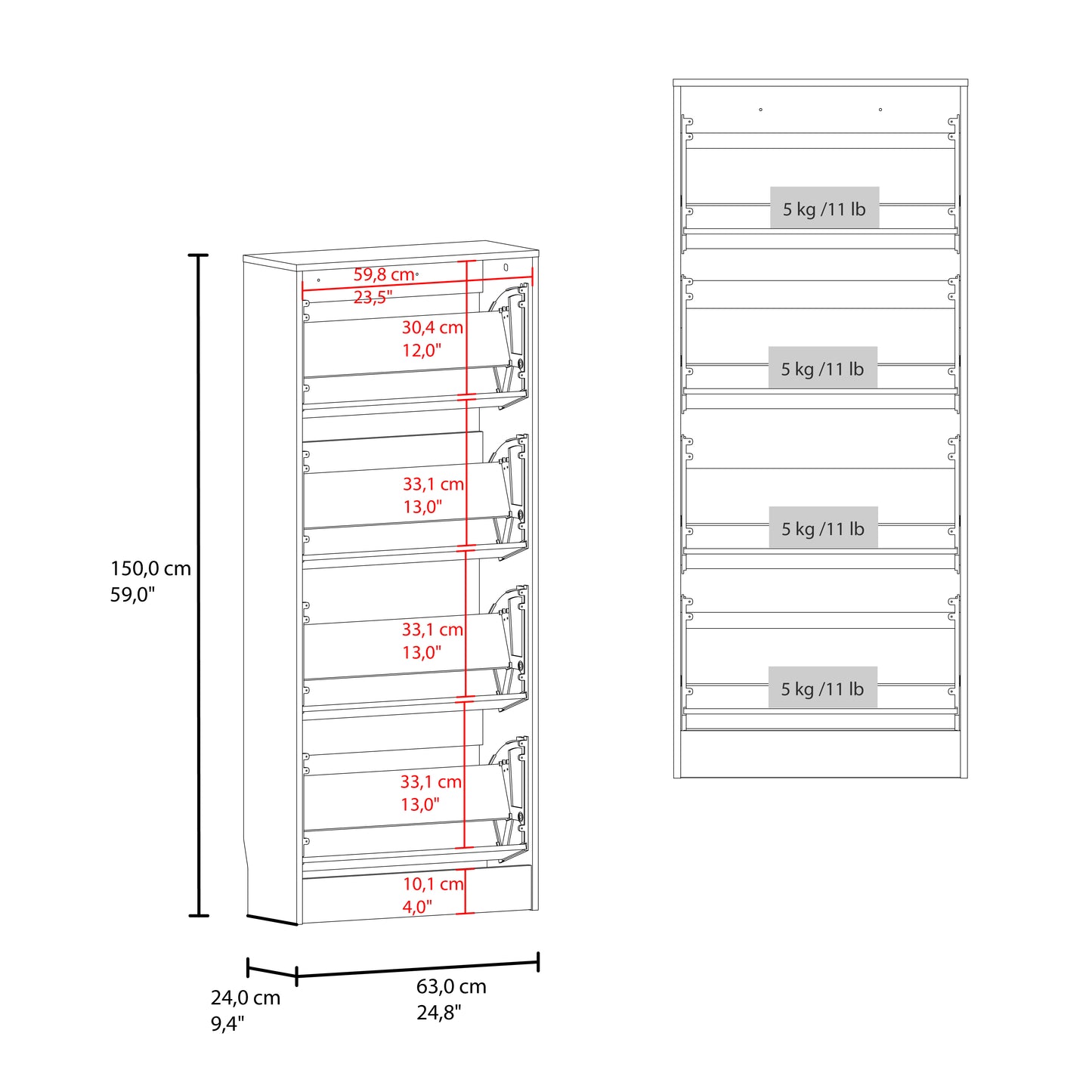 Inola 4 Door Shoe Rack Cabinet for Entryway and Home Storage, Space-Saving Shoe Organizer with Enclosed Design, Modern Style for Hallway or Bedroom Use