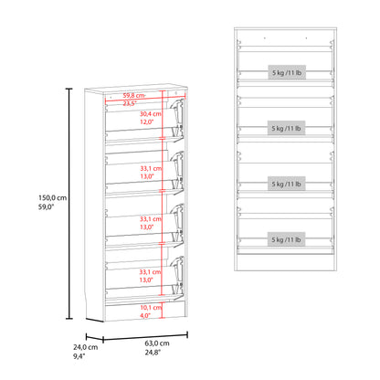 Inola 4 Door Shoe Rack Cabinet for Entryway and Home Storage, Space-Saving Shoe Organizer with Enclosed Design, Modern Style for Hallway or Bedroom Use