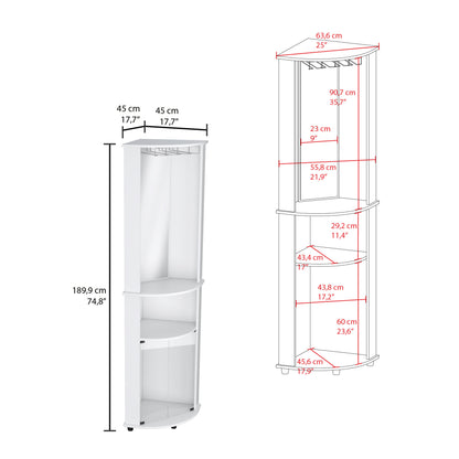 Chicago Corner Bar Cabinet, Rack, Glass Door