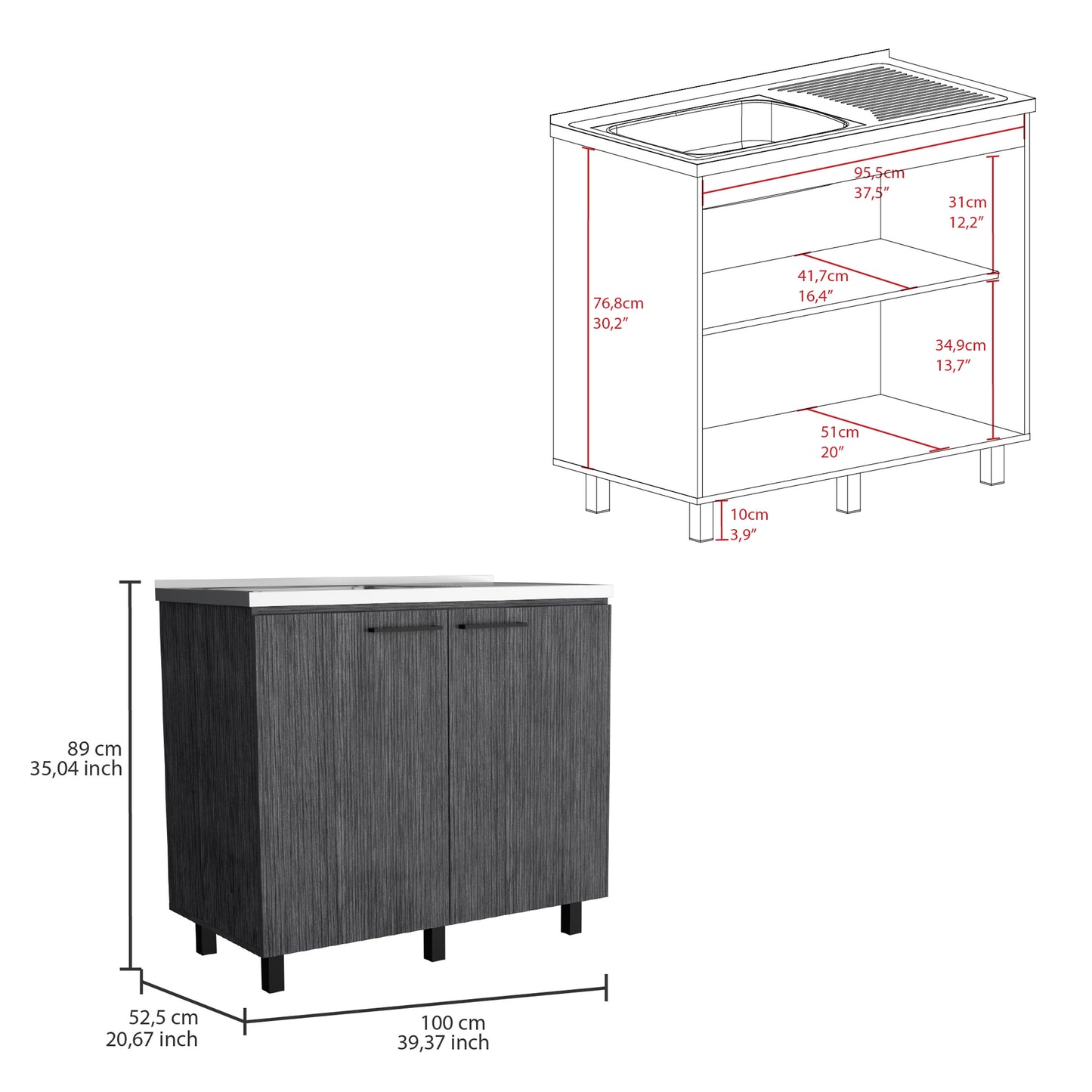 Napoles 2 Utility Sink with Cabinet