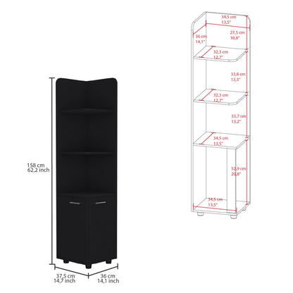 Malibu Freestanding Linen Cabinet, 2-Doors, Open Shelves