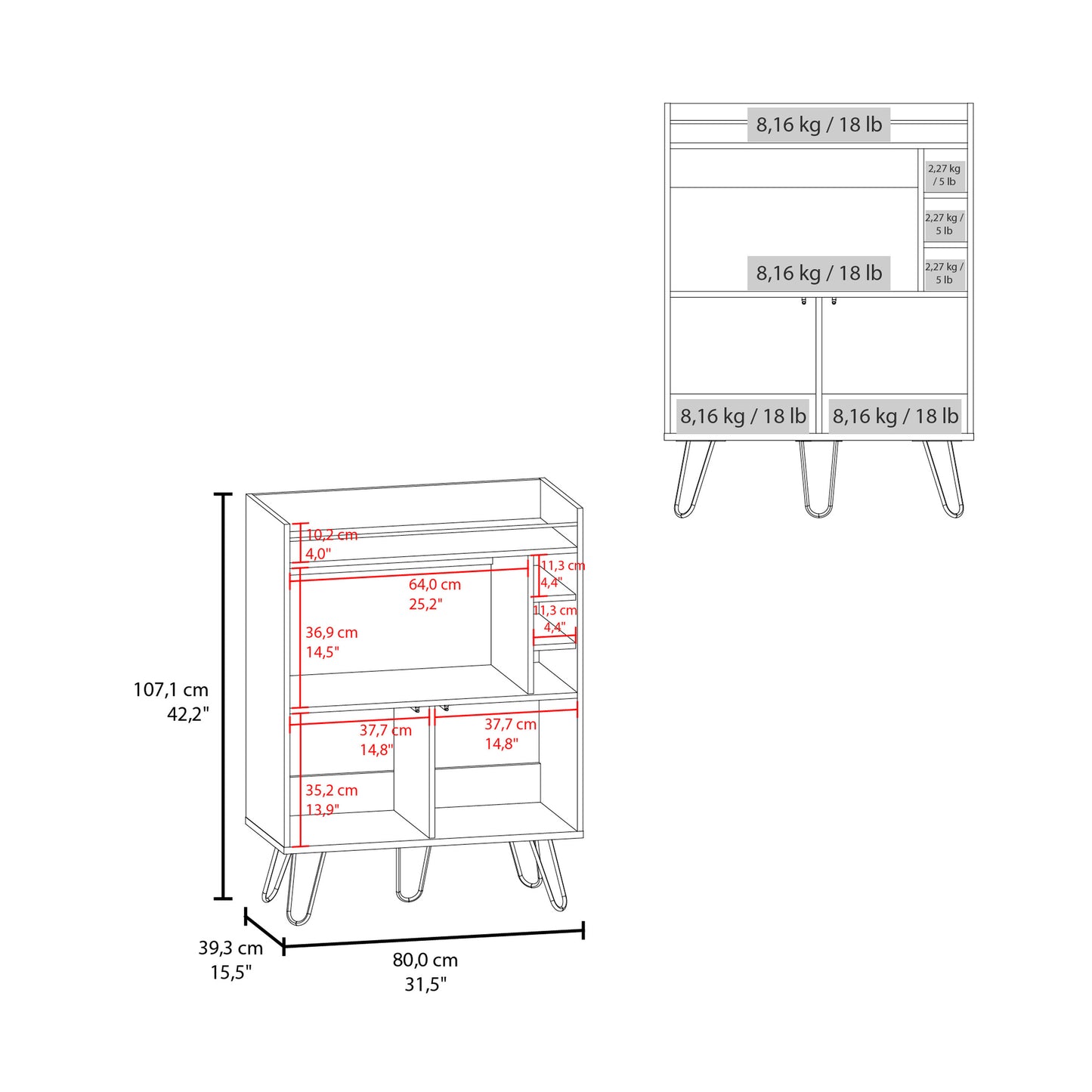 Bar Cabinet Tori 42" Tall