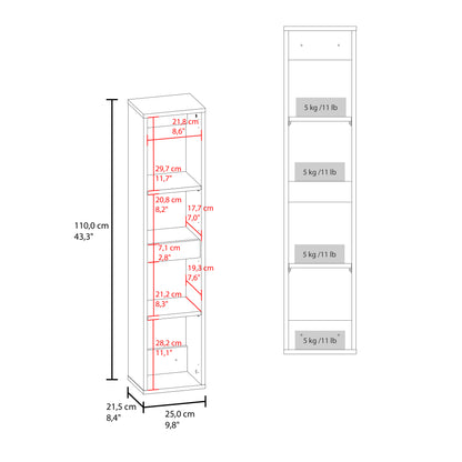 43" High One Door Wall Cabinet, Bathroom Wall Mounted Storage with 3 Adjustable Shelves, Space-Saving Vertical Organizer for Toiletries, Towels & Essentials, Modern Ready-to-Assemble Unit
