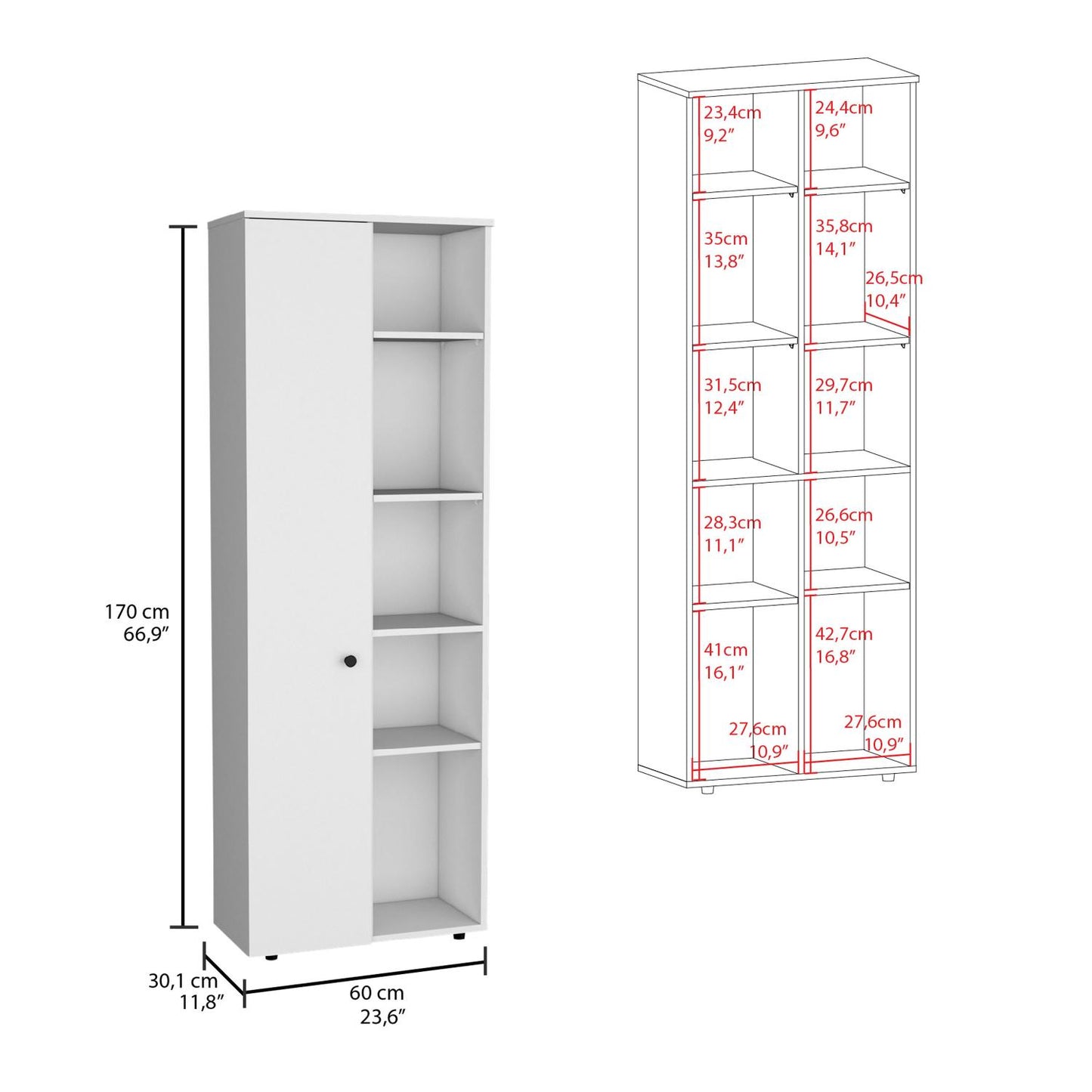 Hoyt Kitchen Pantry Storage Cabinet With And Five Interior And Exterior Shelves