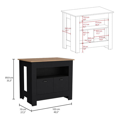 Arlet Kitchen Island Black Macadamia
