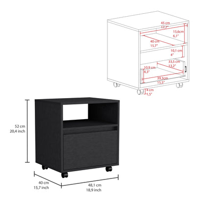 Austin Nightstand, Casters, Single Drawer