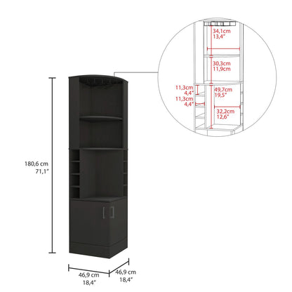 Kava Being Corner Bar Cabinet with Glass Rack, Double-Door Storage Cabinet, Built-In Eight-Bottle Wine Rack, Modern Corner Liquor Cabinet for Living Room, Home Bar, Kitchen or Dining Room Organization