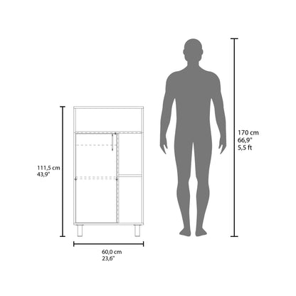 Bryce Base Cabinet, Compact Organizer, With One Door, Open Shelves And Top Display Space