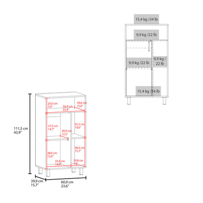 Bryce Base Cabinet, Compact Organizer, With One Door, Open Shelves And Top Display Space