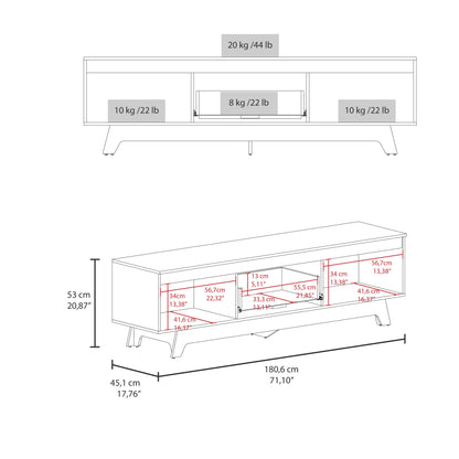 Woodall Tv Stand, Two Doors Modern Entertainment Center, Open Shelves And Cable Management