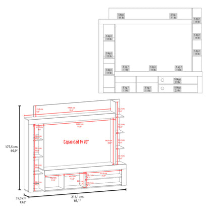 Cecil Entertainment Center and TV Stand with Open Below Shelves and Storage Compartments with One Door