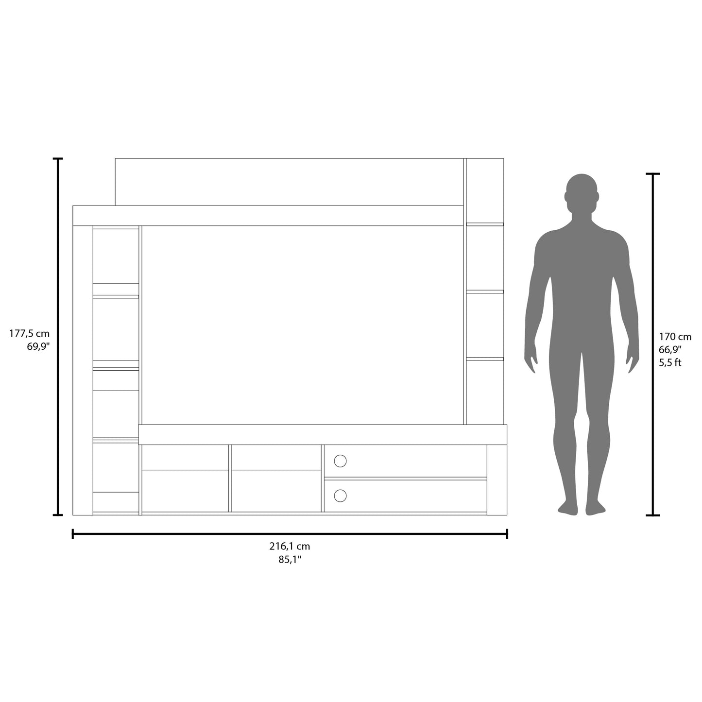 Cecil Entertainment Center and TV Stand with Open Below Shelves and Storage Compartments with One Door