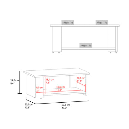 Dago Modern Coffee Table with Open Storage Shelf, Rectangular Center Table for Living Room, Apartment, Family Room or Lounge Area